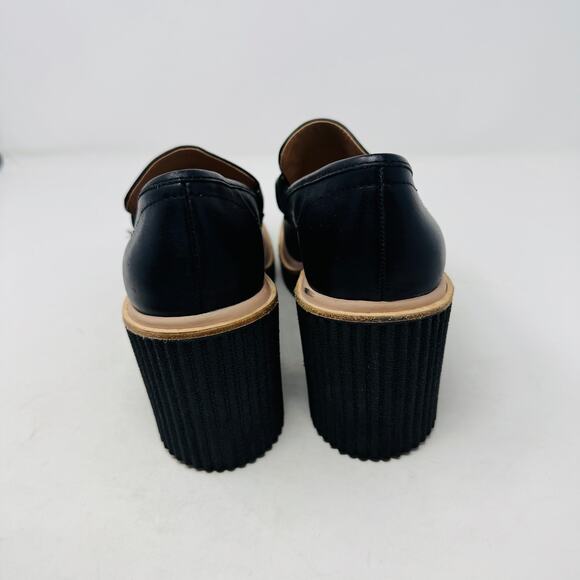 Dolce Vita Black Leather Chain Wedge Loafers Platform Heels Women’s Size 9 - Picture 7 of 14